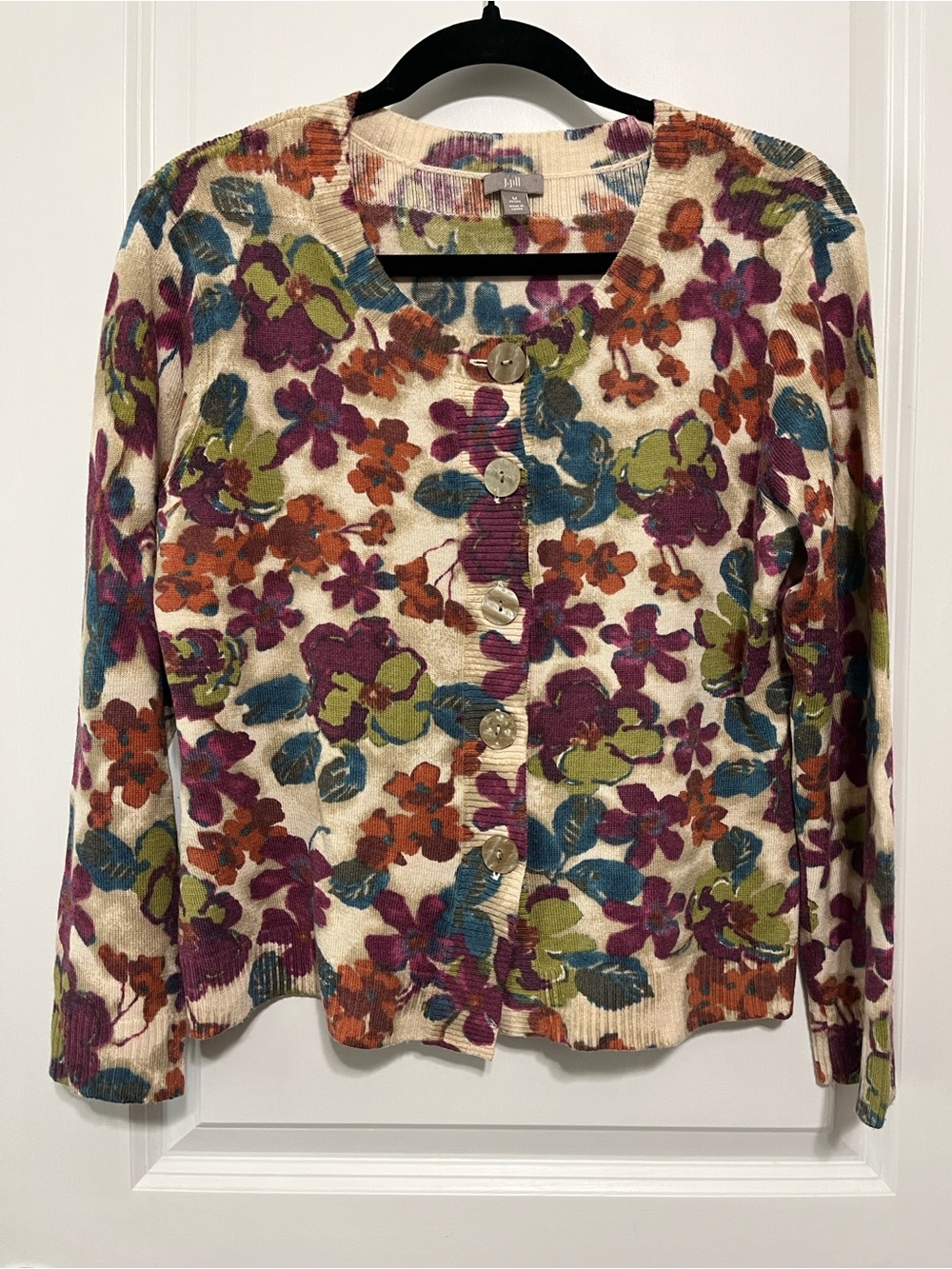 J. Jill floral wool blend cardigan medium petite